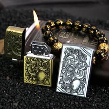 Flower Emboss gas Inflatable lighter Fashion cigarette Metal lighters Windproof smoking Grinding Wheel Lighter Outdoor 2024 - buy cheap