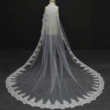Real Image Elegant 3 Meters Long One Layer Sequined Lace Edge Bridal Veil 3M White Ivory Wedding Veil for Bride 2024 - buy cheap