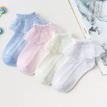 Ushine meias de renda de algodão respirável, meias de princesa com babado, tornozelo curto para bebês, meias brancas rosa amarelas bebês meninas crianças pequenas 2024 - compre barato