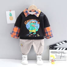 Roupas infantis de algodão para meninos, duas peças, estampa de dinossauro fofo de desenhos animados, roupa casual para meninos de 0-5 anos 2024 - compre barato