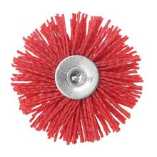 Cabezal de cepillo de alambre de acero abrasivo para desbarbado, rueda de nailon rojo, vástago de taza F15 20, envío directo 2024 - compra barato