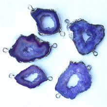 New Natural Purple Agates Slice Pendants Connectors Irregular Raw Agates Druzy Natural Stones Pendants for Jewelry Making 5PCS 2024 - buy cheap