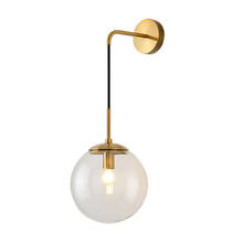 Nordic Transparent Glass Ball Wall Lamp Retro Gold / Black Iron E27 Wall Light Bedroom Corridor Restaurant Cafe Bar Decor Lamp 2024 - buy cheap