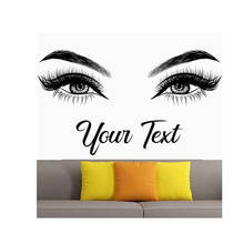 Makeup Eyebrows Eyelash Salon Wall Decal Vinyl Stickers, Custom Text, Eyebrows, Decal Stickers, Eye Quotation Marks 2024 - buy cheap