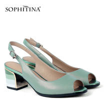 SOPHITINA Sandals Women Top Quality Genuine Leather High Square Heels Ladies Sandals Handmade Summer Peep Toe Women's Shoes S22 2024 - buy cheap