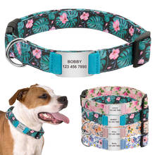 Flower Printed Dog Collar Custom Nylon Puppy Pet Collar Personalized Pitbull Collars Pets Acessorios for Small Medium Large Dog 2024 - buy cheap