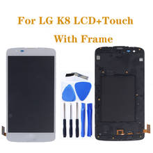 5.0 "lcd original com moldura para lg k8 lte k350 k350n k350e k350ds display lcd de tela toque digitador assembléia kit reparo 2024 - compre barato