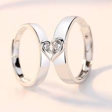 Copper Plated Silver Resizeable Crystal Couple Rings Open Adjustable Lover-Shaped Finger Jewelry Gift Wholesale Free Shiipping 2024 - buy cheap