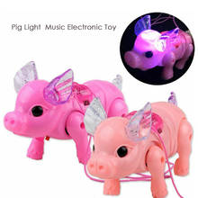 Новый стиль, хит продаж, милые электрические музыкальные игрушки для ходьбы, поросенок, светодиодные светящиеся электронные игрушки для домашних животных, Забавные милые игрушки 2024 - купить недорого