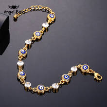 Pulseira muçulmano em cristal azul mau olhado, joia de moda feminina pulseira com 7 cores azuis turco banhadas 2024 - compre barato