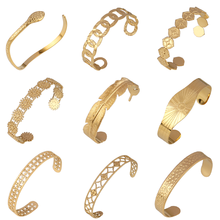 Pulseira de cobra, bracelete punk, corrente cubana, de aço inoxidável, para mulheres, pulseira geométrica aberta dourada 2024 - compre barato