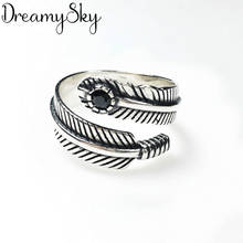 DreamySky Bijoux Boho Style Silver Color  Feather Rings For Women Gifts Large Adjustable Finger Rings 2024 - buy cheap