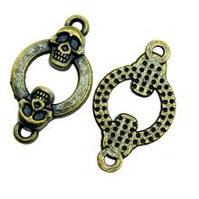 WYSIWYG 10pcs 24x14mm Vintage Skull Connector Charms For Jewelry Making Antique Bronze Skull Connector Charms 2024 - buy cheap