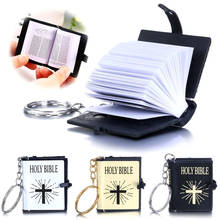 Mini chaveiro de bíblia, chaveiro em inglês, religioso, dourado e preto 2024 - compre barato