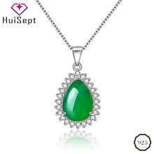 HuiSept Fashion Necklace Silver 925 Jewelry for Women Water Drop Shaped Emerald Ruby Zircon Gemstone Pendant Wedding Accessories 2024 - buy cheap
