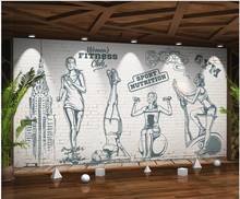 Custom mural 3d photo wallpaper Creative brick wall beauty fitness weightlifting gym home decor wallpaper for wall 3 d in rolls 2024 - buy cheap