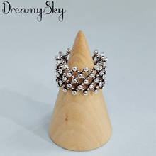Dreamysky atacado real prata cor anéis ocos para mulheres grandes anéis antigos dedo jóias de alta qualidade 2024 - compre barato
