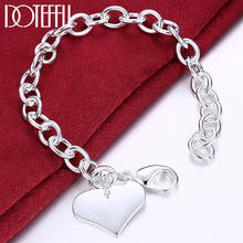 DOTEFFIL 925 Silver Heart-Shaped Bracelet Heart Chain Link Fashion Bracelet Trendy Gift For Women Wedding Engagement Jewelry 2024 - buy cheap