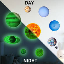 Adesivo luminoso de três planetas, sistema solar, decoração de casa, diy, quartos de bebês, armário, criativo, fluorescente, adesivo de parede 2024 - compre barato