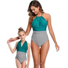 Одинаковый купальный костюм для мамы и дочки, Женский цельный купальник, детский пляжный купальник, бикини для младенцев 2024 - купить недорого