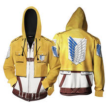 Attack on Titan Cosplay  Shingeki No Kyojin Survey Corps Hoodie 3D Printed Sweatshirt Casual Streetwear Zip Up Jacket Coat 2024 - compra barato