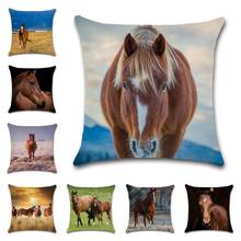 Horse Print and View Animal Cushion Cover decorative Home chair car seat friend Decor Living room sofa kids gift pillowcase 2024 - buy cheap