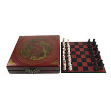 Jogo de tabuleiro antigo de resina, conjunto de jogos de tabuleiro vintage com peças de xadrez separadas e estampa de jogo de tabuleiro caixa de presente 2024 - compre barato