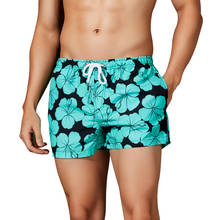 Мужские пляжные шорты с принтом, плавки, мужские купальные костюмы, быстросохнущие сексуальные красочные повседневные шорты, брюки, маленькие боксеры 2024 - купить недорого
