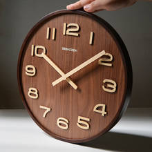 Relógio de parede grande madeira arte 14 embutida, decoração para escritório, casa, relógio de quartzo, acessórios para decoração 2024 - compre barato