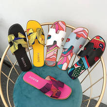 2021 chinelos mulher sandálias de verão nova moda graffiti plataforma sapatos de luxo bowknot fora chinelo designer sapatos femininos 2024 - compre barato
