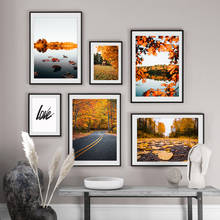 Autumn Lake Water Forest Deciduous Road Wall Art Canvas Painting Nordic Posters And Prints Wall Pictures For Living Room Decor 2024 - buy cheap