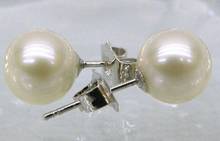 free shipping natural 8-7MM AAA south sea white pearl earrings 14k/20 white GOLD 2024 - buy cheap