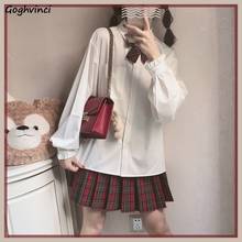 Camisa feminina manga comprida lanterna, camisa feminina adorável estudantes última moda jk camisa lazer estilo japonês chique 2024 - compre barato