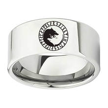 Классическое мужское серебряное кольцо из нержавеющей стали, кольцо из титановой стали с Луной, кольцо с волком в стиле хип-хоп, панк, ручное кольцо, украшения для досуга 2024 - купить недорого