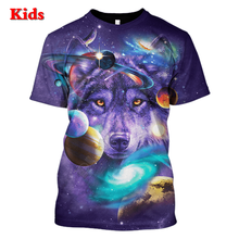 Детские толстовки с принтом Волк и Вселенная Галактики, футболки, забавные костюмы для косплея для мальчиков и девочек 2024 - купить недорого