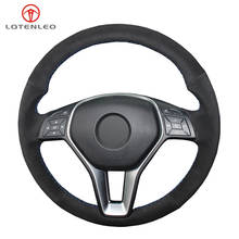 LQTENLEO Black Genuine Leather DIY Car Steering Wheel Cover For Mercedes-Benz A-Class 2013-2015 B-Class E-Class CLA-Class 2013 2024 - buy cheap