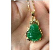 Colgante de Buda de la suerte de Jade verde chino, cadena gratis 2024 - compra barato