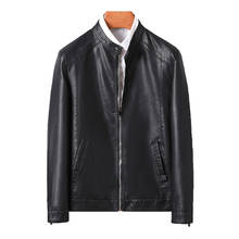 Chaqueta de cuero sintético para hombre, abrigo informal de motocicleta, color negro, ZA319, 5XL 2024 - compra barato