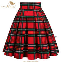 SISHION Checkered Cotton Women Midi Skirt High Waist Pin Up Hepburn Retro Vintage Swing 50s 60s Rockabilly Plaid Skirt SS0012 2024 - buy cheap