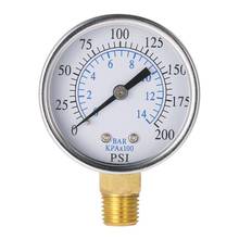 Medidor de pressão e óleo de ar, 0-14 bar, 1/4 ", npt, 0-200psi, manômetro 0-14 bar, suporte lateral 2024 - compre barato