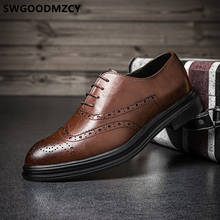 Обувь с перфорацией типа «броги»; Мужская официальная итальянская брендовая офисная обувь; Мужская классическая обувь коричневого цвета; Элегантная обувь для мужчин; Chaussure Homme Buty 2024 - купить недорого