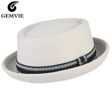 GEMVIE-Sombrero de lana de 100% para hombre y mujer, sombrero de Pie de cerdo con visera curva, de color blanco, Unisex, para Otoño e Invierno 2024 - compra barato