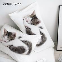 Funda de almohada 3D personalizada, 50x70/50x75/50x80/70x70, funda de almohada decorativa, ropa de cama de Animal gato durmiendo, envío directo 2024 - compra barato