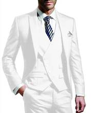 Latest Coat Pant Designs Suit Men 2019 Slim Fit 3 Piece White Classic Tuxedo Wedding Suits Jacket Custom Groom Blazer Pants Vest 2024 - buy cheap