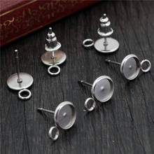6mm 20pcs/Lot (Never Fade) 316 Stainless Steel Earring Base Studs Ear Cameo Settings Cabochon Base Tray Blank (With Back)-T7-43 2024 - buy cheap