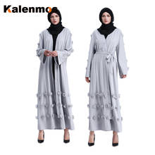 KALENMOS Dubai Muslim Abaya Dress Women Floral Outwear Long Robe Kaftan Lace-up Loose Kimono Arab Islamic Clothing Caftan turkey 2024 - buy cheap