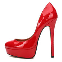 Sapatos de salto alto feminino, tamanho grande, 45 e 48, preto, vermelho, plataforma, bico redondo, sapato para mulheres, 2021 2024 - compre barato