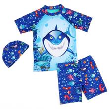 Fashion Swimable For Boy Fashion Swimsuit Kids Boy Wetsuit Swimming New Summer Bathing Baby Sunscreen Cartoon 3Pcs Boys Bathwear 2024 - buy cheap