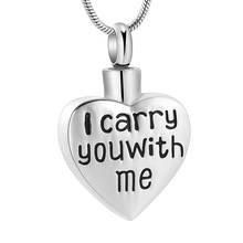 I  Carry You With Me Cremation Necklace For Ashes Of Loved One Always in My Heart Memorial Urn Jewelry Pendant Women Men 2024 - buy cheap