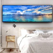 Pintura de tela com estampas naturais do sol, pôster escandinavo do mar para decoração de sala de estar, lago, paisagem, mediterran 2024 - compre barato